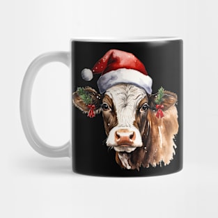 Christmas Farm Cow Wear Santa Hat Mug